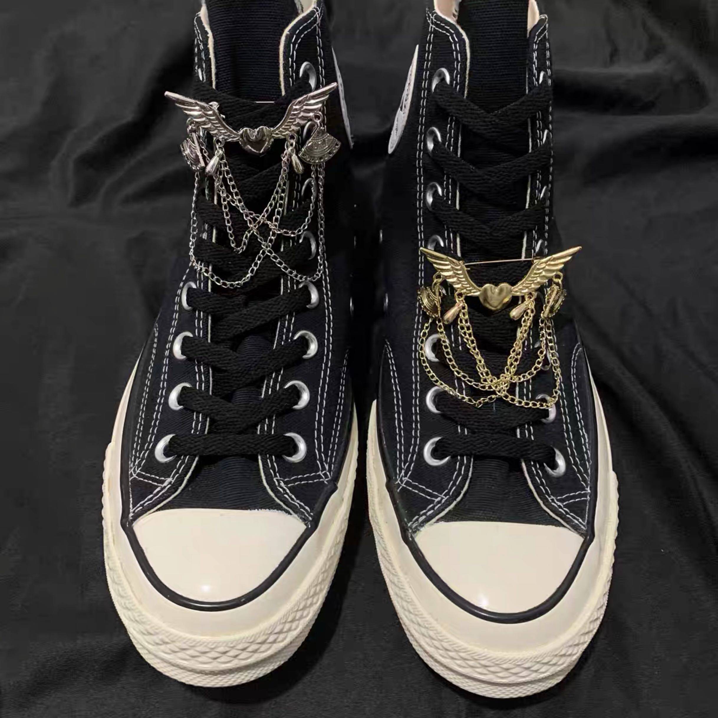 帆布布鞋韩版休闲翅膀鞋扣流苏挂件鞋面装饰材料鞋扣