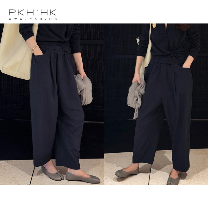 PKH.HK特2024春新 私服好穿好打理时髦灰贯穿三季锥形口袋奶奶裤