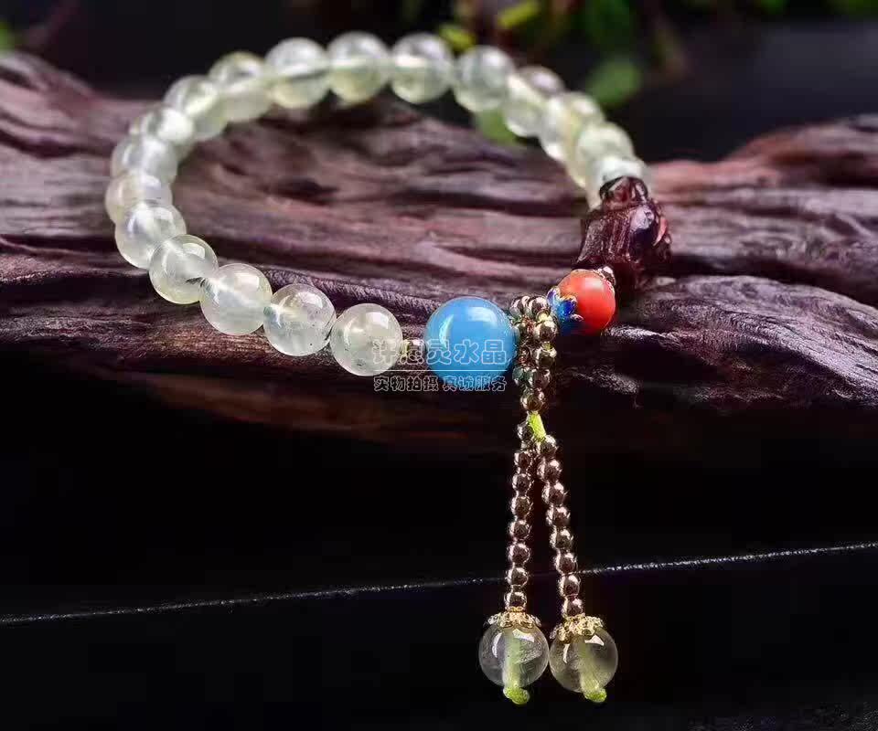 许愿幸运石葡萄石单圈手链葡萄石手串助健康助信心男女款时尚饰品