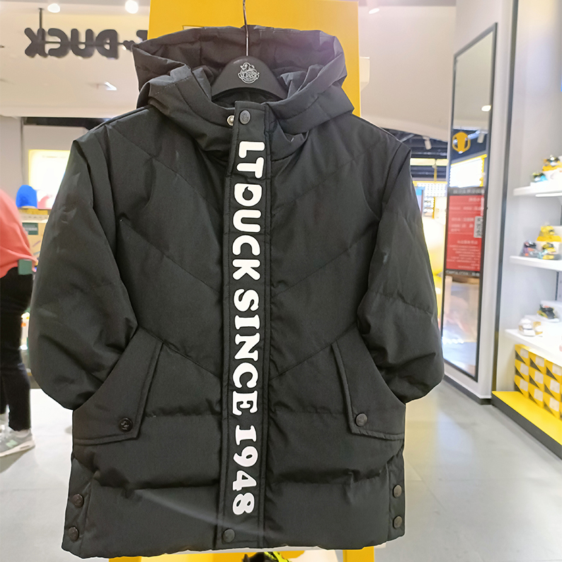 香港潮牌小黄鸭ltduck男童冬季小童白鸭绒中长款羽绒服l1513271