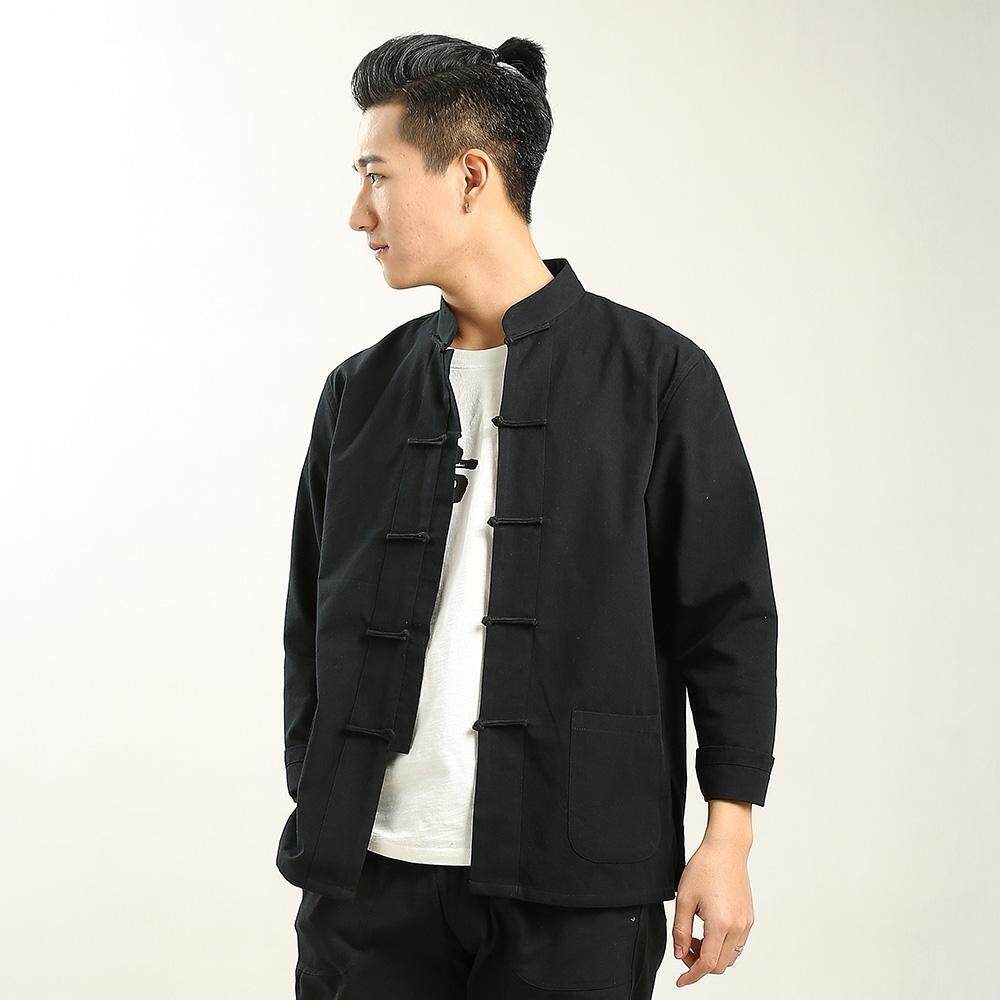 中国云南民族风盘扣亚麻棉春夏男式长袖上衣禅服茶服外套开衫唐装