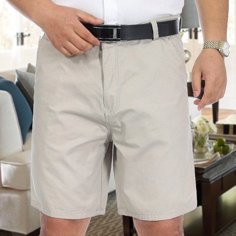 中年西式短裤男士夏季宽松爸爸装五分裤中老年人休闲西装短裤