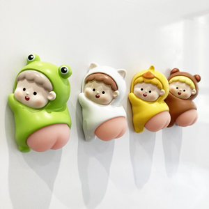 卡通可爱软pp磁性贴饰q弹蜜桃君立体磁铁可爱公仔屁屁磁吸冰箱贴