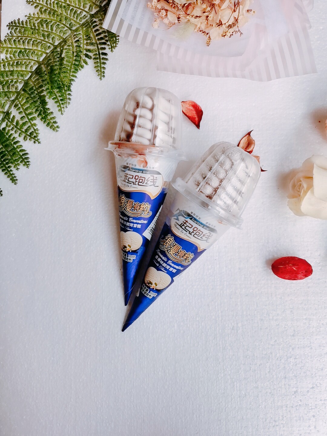 起跑线浪漫有约香草味脆筒雪糕冰淇淋.2支重庆主城区玻璃胶