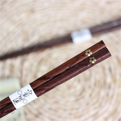 日式实木筷 酸枣枝木质尖头筷子5双 家用尖头竹木筷 樱花筷子