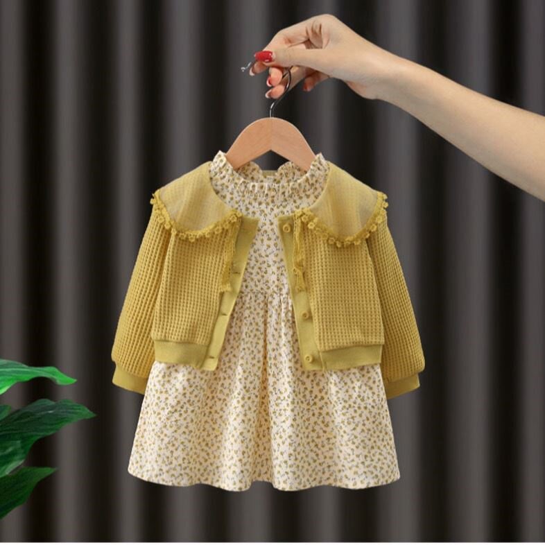 女童小香风连衣裙一岁半到两岁女宝宝秋装两件套春装2022年新款3