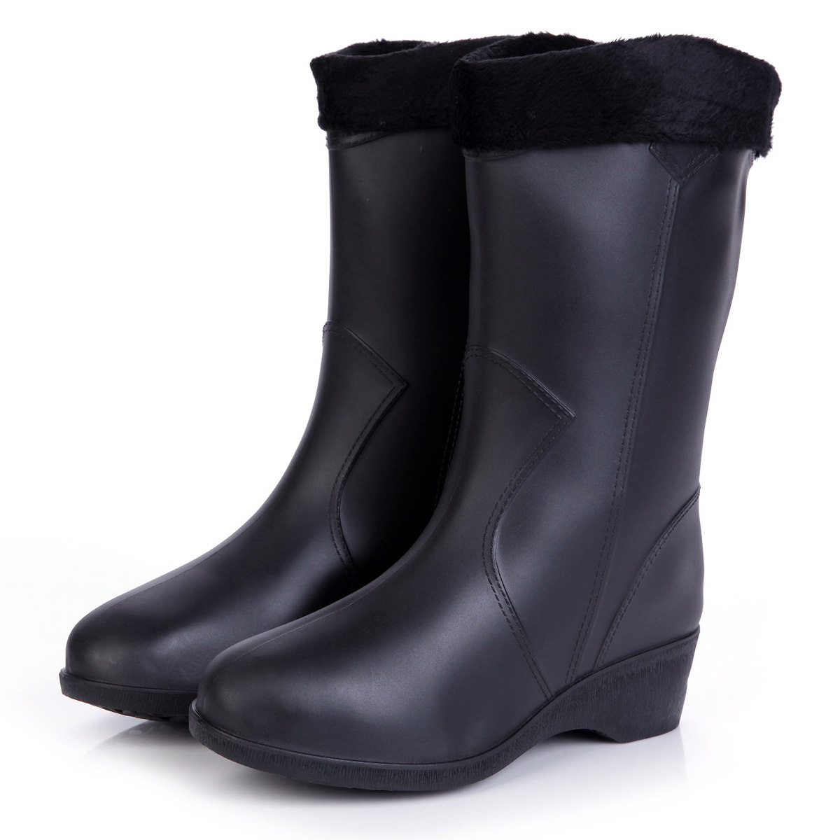 冬季女式中筒加绒保暖雨鞋棉水鞋雨靴女士时尚胶鞋套鞋妈妈鞋209