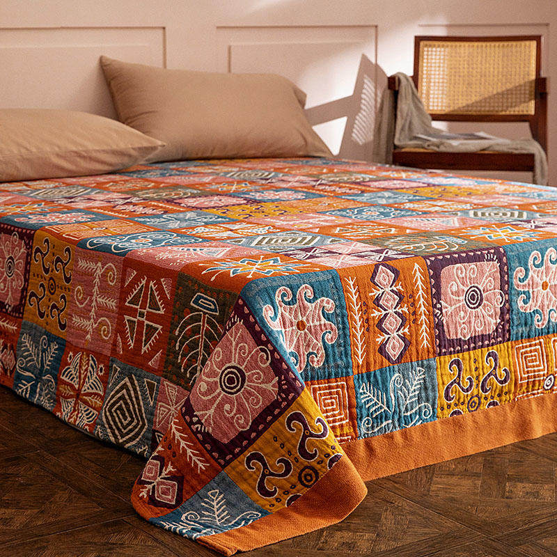 波西米亚风毛巾被纯棉全棉夏薄款毯子双人夏季空调盖毯单人民族风