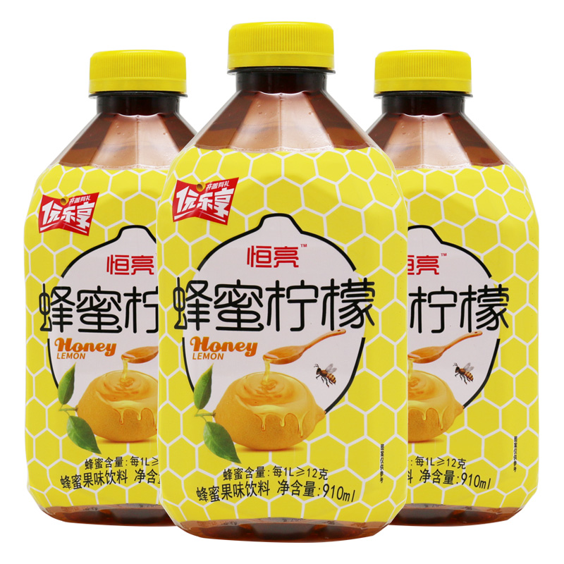 恒亮蜂蜜果味饮料910ml/瓶*12瓶多口味可选青梅柠檬柚子雪梨石榴