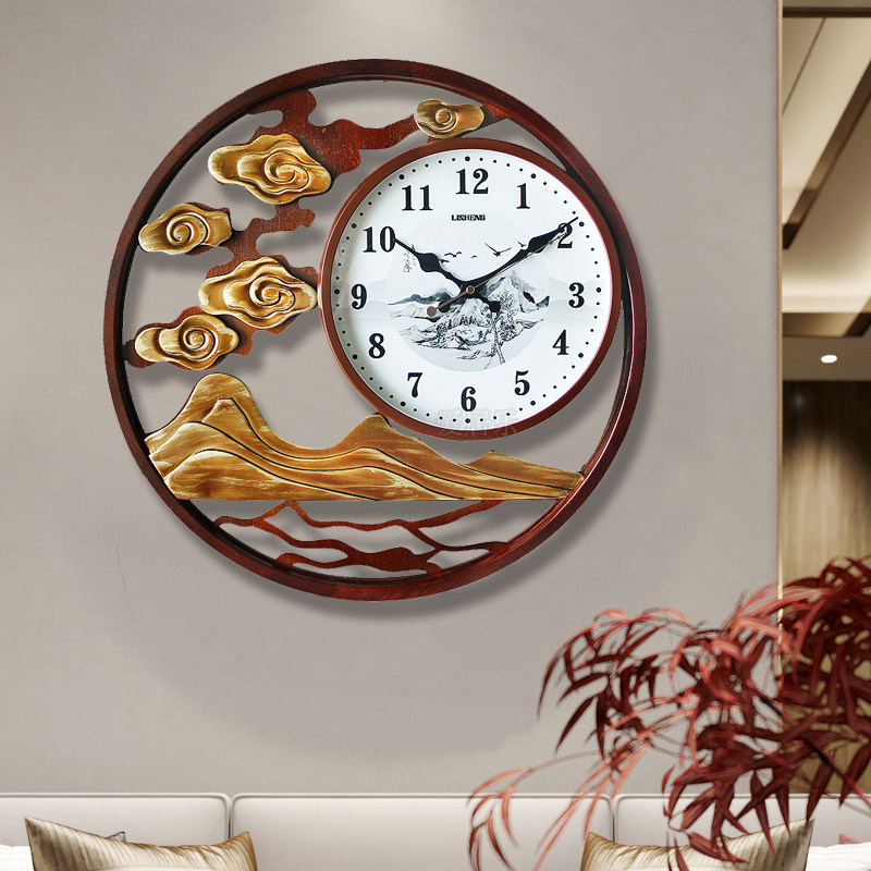 挂钟客厅中国风 复古怀旧_正品牌钟表挂钟客厅实木家用中国风中式复古