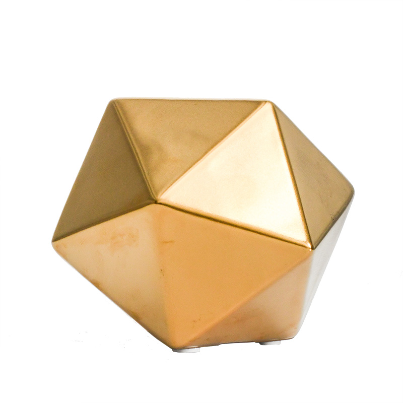 现代简约几何体雕塑金色轻奢陶瓷软装饰品摆件样板房客厅玄关酒柜
