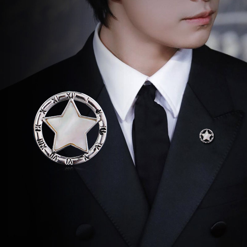 五角星男士胸针西装领针高档复古徽章扣简约衫衣领扣领花扣针配饰