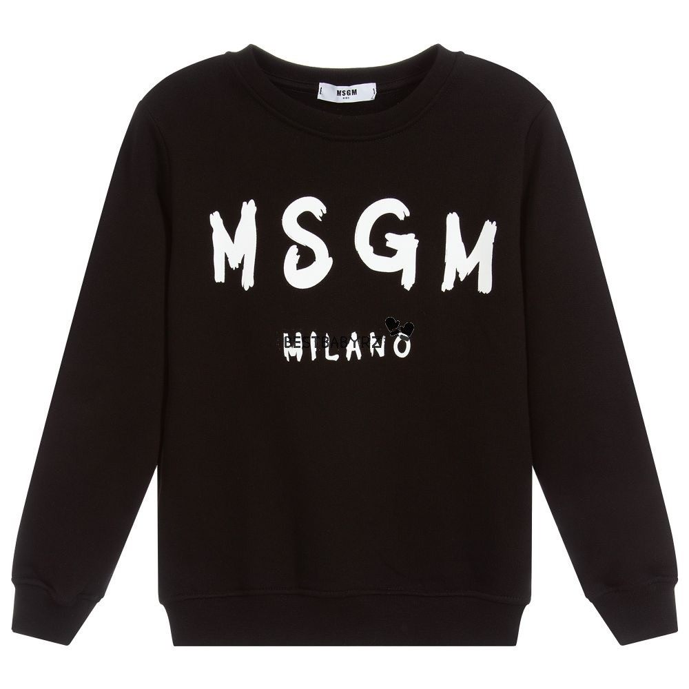 正品现货意大利产msgm童装新品经典logo印纹时尚薄绒卫衣三色