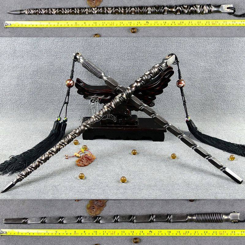 龙泉剑宝剑兵器高锰钢花纹钢双锏鞭镇宅影视武术道具防护 未开刃