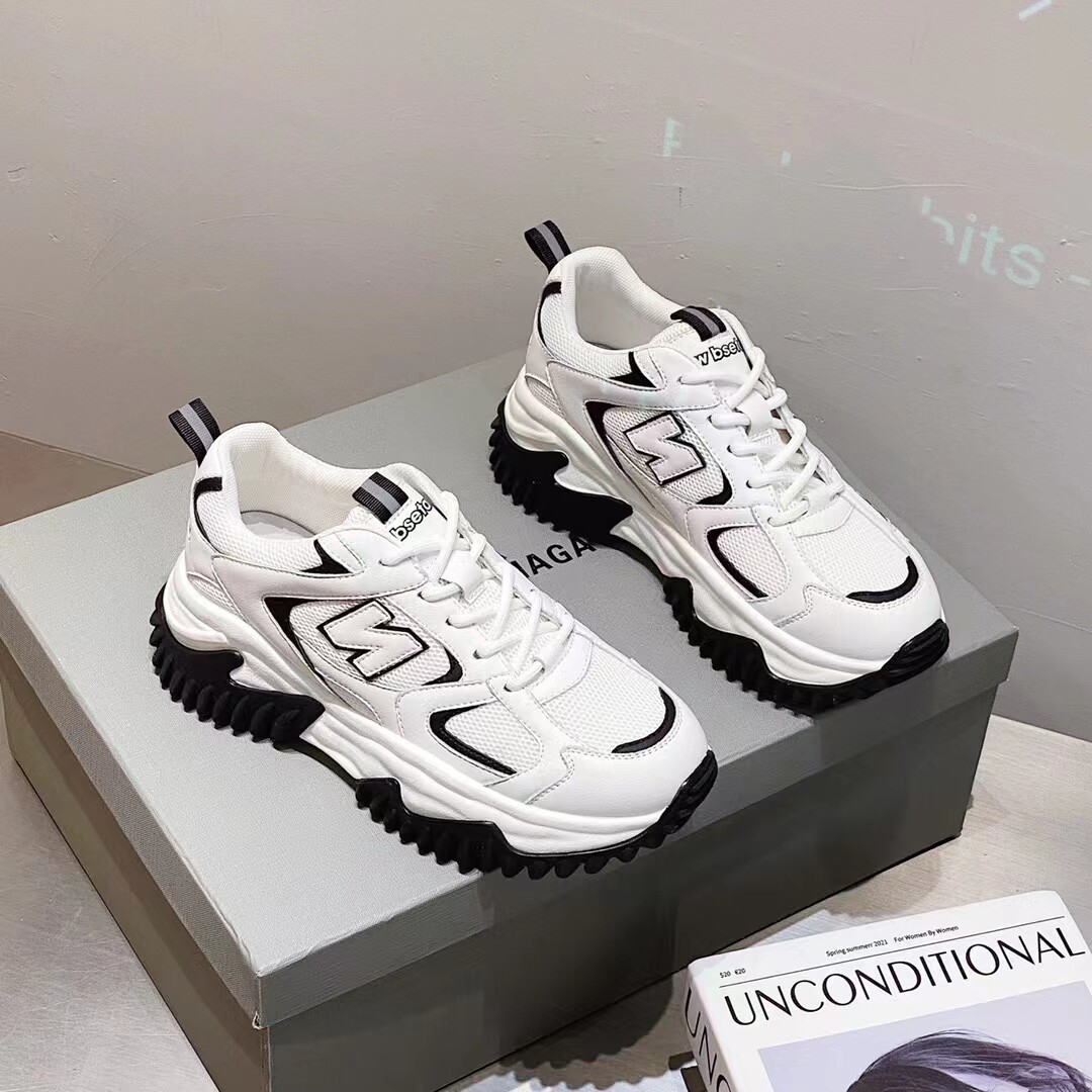 诗路花语女鞋2022年春新款欧洲站真皮厚底休闲运动老爹鞋3155