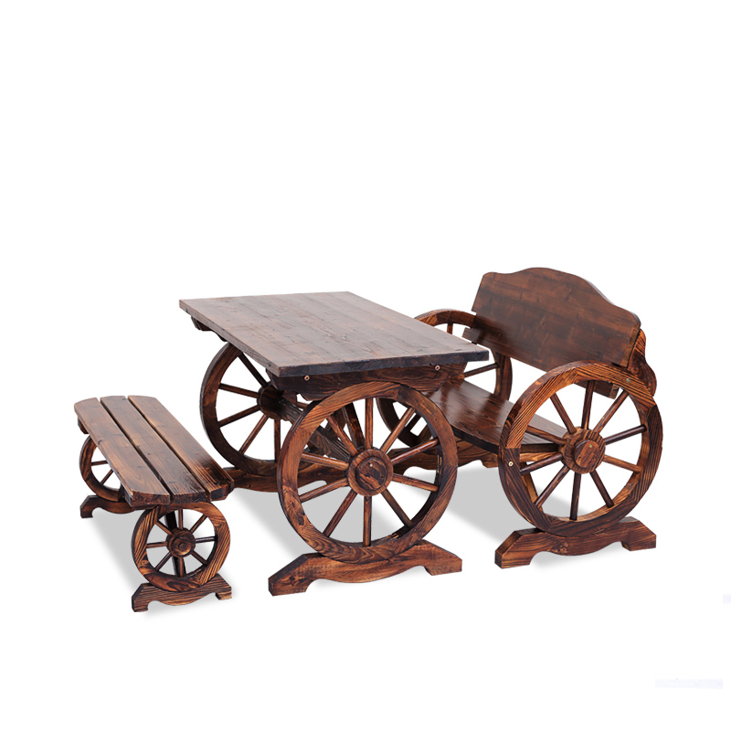 balcony Outdoor tables and chairs Carbonize Anticorrosive wood courtyard Garden bar Tables and chairs Oval Double wheel Tables and chairsin the Residential furniture , Outdoor/Patio furniture , Chairs Kit category - from Buy2taobao.com to provide professional Taobao agent buy service