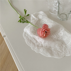 好市民大发 复古韩国ins风蕾丝花边刺绣餐垫拍摄道具防尘圆形盖巾