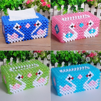 diy手工串珠纸巾 盒天鹅之恋纸巾盒 抽纸盒材料包 散珠子工艺品