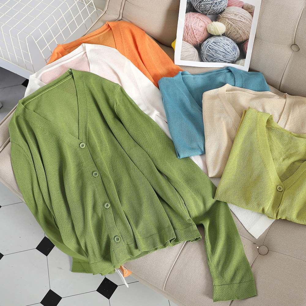 空调衫女开衫外搭薄款夏糖果色防晒衫小外套冰丝针织开衫短款B451|ruв категории Женская одежда, шерстяной свитер - от Buy2taobao.com для оказания профессиональной услуги покупки агента Taobao