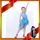 舞轩坊 新款儿童拉丁舞裙舞蹈裙 幼儿园表演服蓝色羽毛比赛演出服