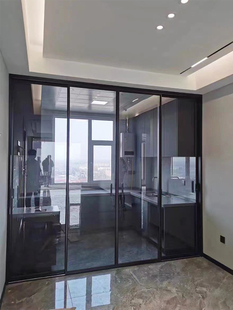 上海极窄玻璃门定制吊轨三联动推拉门厨房移门阳台门卫生间隔断门