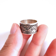包邮 尼泊尔 手工925纯银雕刻飞龙在天戒指 指环 质朴霸气