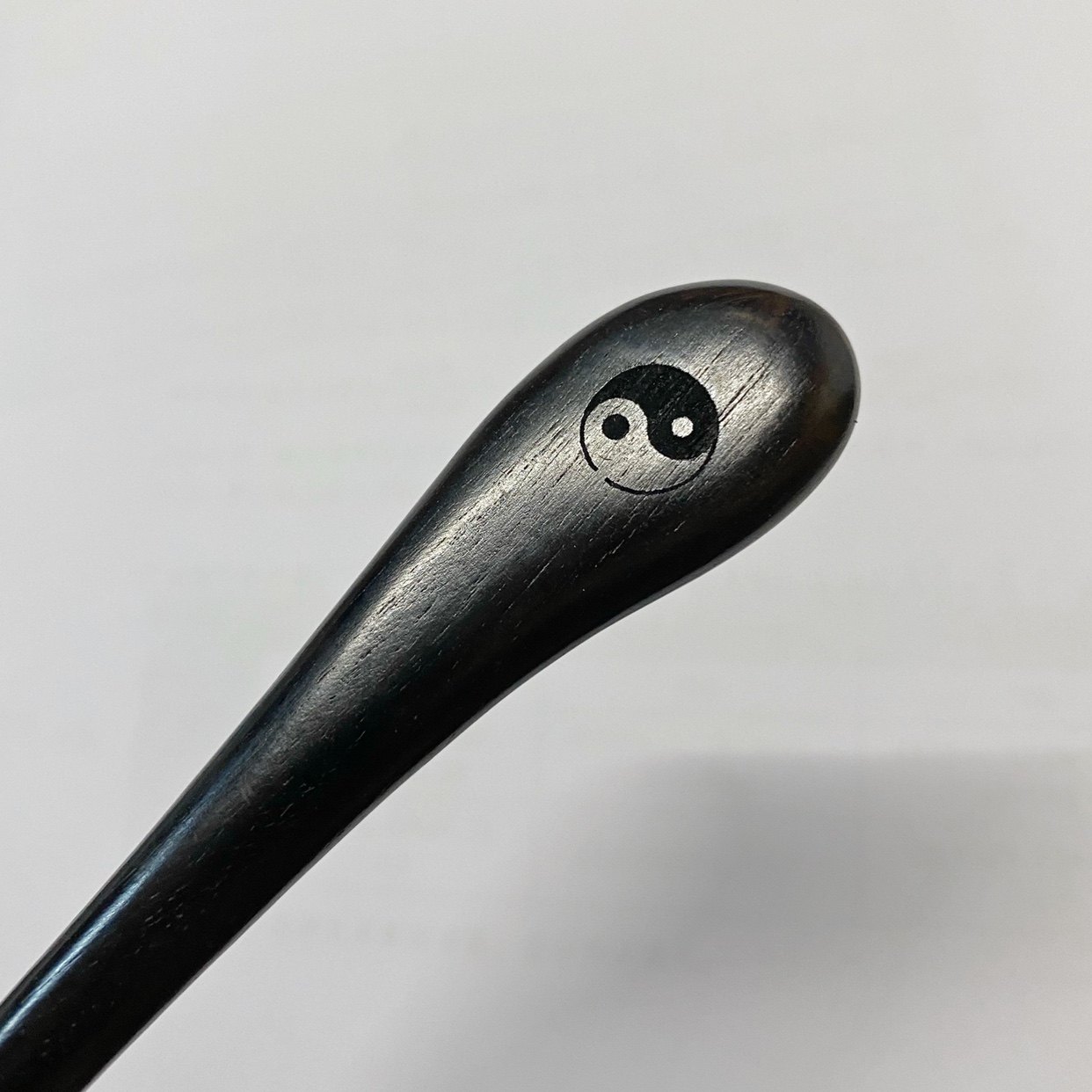 太极图案结实耐用黑檀木逗号簪子简约盘发木簪道士发饰道家头饰品