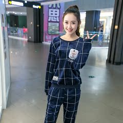 秋冬加厚水貂绒睡衣女可爱休闲保暖法兰绒家居服女运动可外穿套装