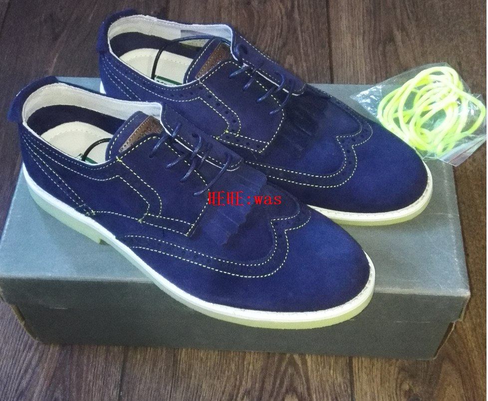 意大利产xantholite深蓝色限量版男士牛皮布洛克鞋子(带发票)_不打折