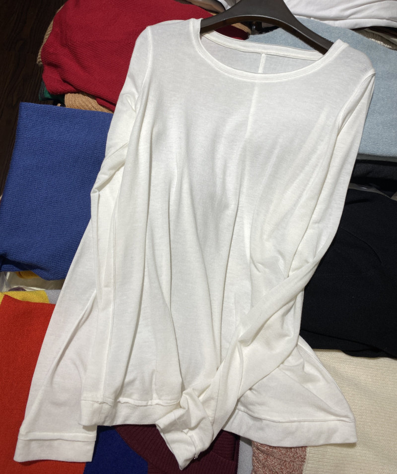 舒弹柔软进口天丝羊毛打底衫斜裁小细节大讨喜圆领t恤长袖上衣女