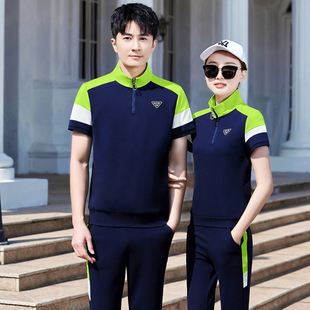 361运动套装男夏季韩版女士纯棉休闲短袖T恤情侣团队跑步服两件套