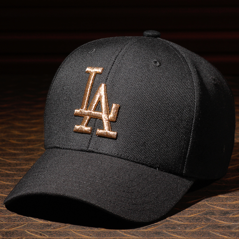 jvuΑmlb棒球帽男黑色金标la帽子女道奇队硬顶大标鸭舌帽jvuamlb
