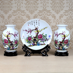 现代摆件家居饰品陶瓷陶艺花瓶三件套摆设欧式工艺品装饰客厅插花
