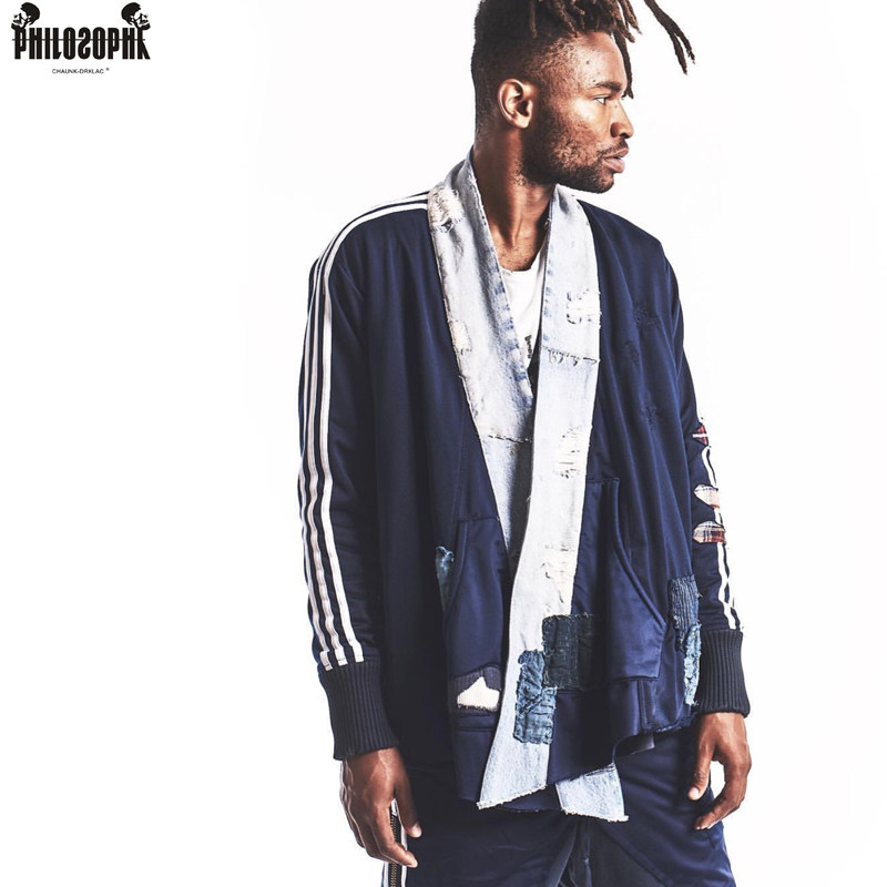 chaunk19aw原创greg lauren风格古董布做旧水手服道袍毛呢夹克男