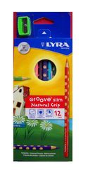 德国Lyra Groove Slim儿童绘画彩色铅笔12色笔身洞洞纠正姿势