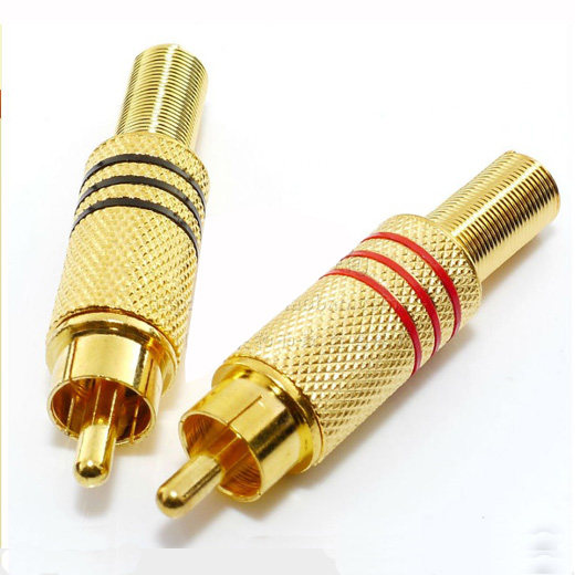 rca便接头音箱音响喇叭线莲花插头镀金av视频输入插头