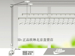 郁金香阳台晾衣架银色双杆手摇升降晾衣杆室外晾晒衣架北京安装