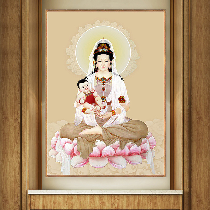 送子观音5d钻石画满钻十字绣坐莲求子菩萨佛系列钻石绣新款粘钻画