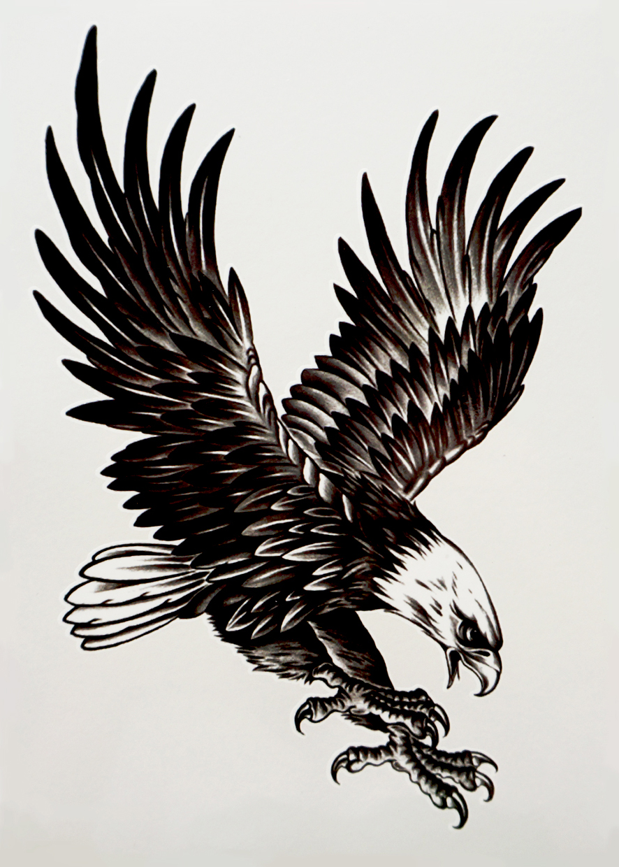 霸气个性老鹰花臂纹身贴男款持久防水纹身贴纸胸肩部手臂仿真刺青