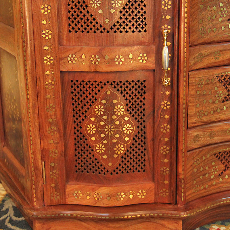 高75宽121厚50cm 印度花梨木家具玄关家居雕花柜子 实木柜59号