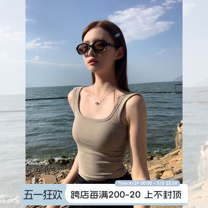 宋正恩宋小恩吊带背心女内搭基础款弹力修身美背带胸垫外穿上衣潮