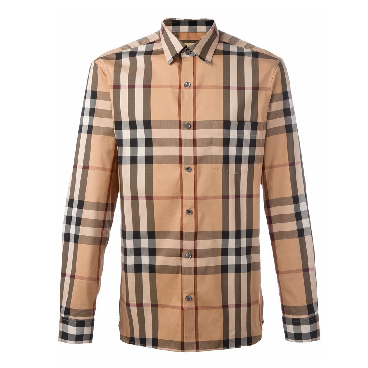 [9.9新]巴宝莉burberry男士m码格纹弹力棉衬衫未使用*