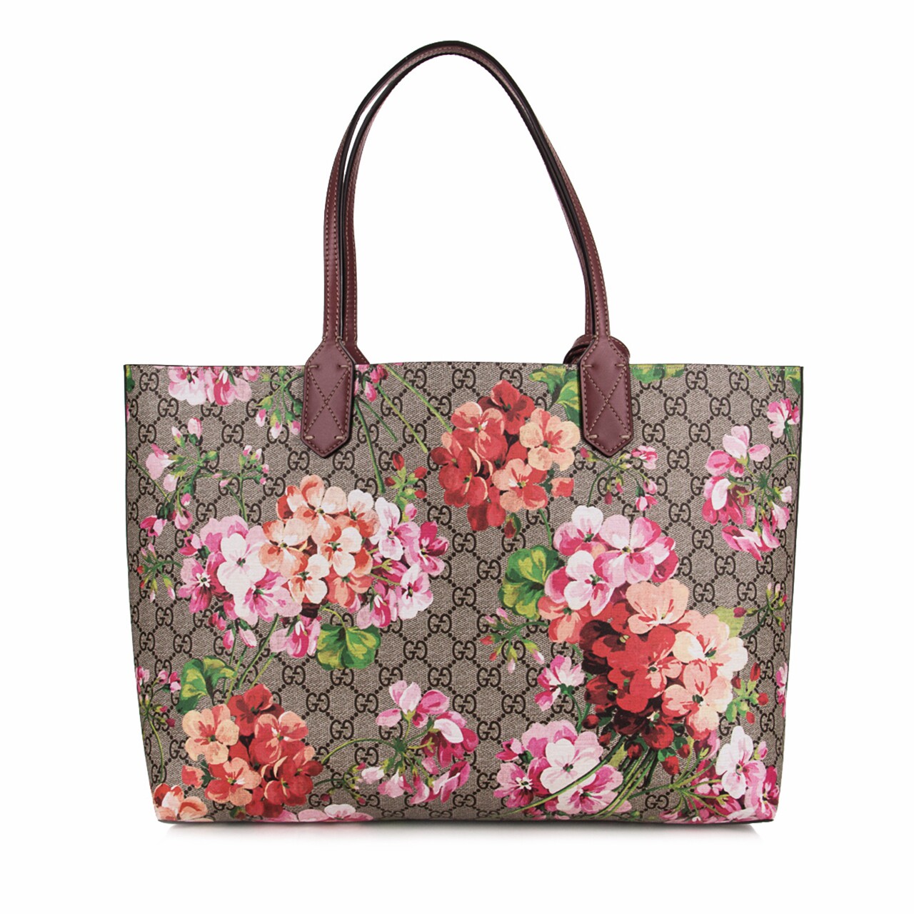 [9.9新]古奇gucci女士天竺葵印花手提包未使用*