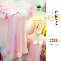 亲子睡衣 2016夏韩版女童中大童宝宝睡衣居家套装可爱卡通舒适