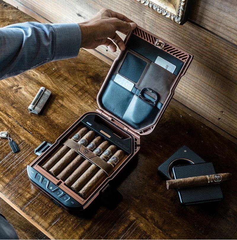 美国vaultek指纹密码智能雪茄保湿盒古巴高希霸雪茄烟便携烟盒男