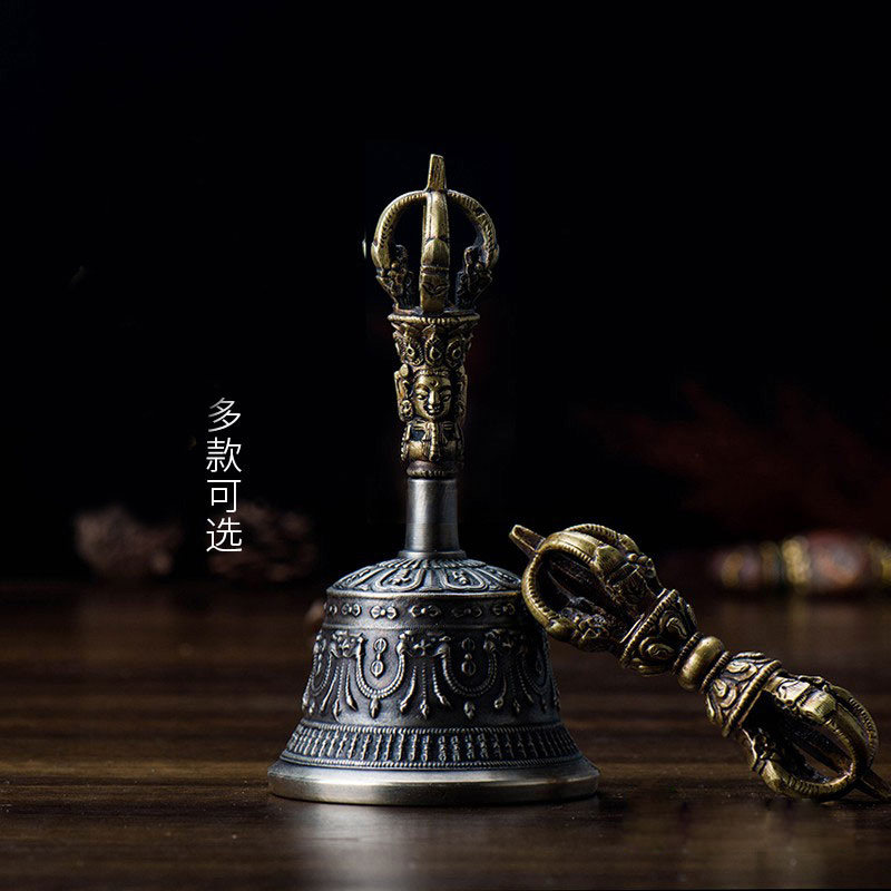 瑞象纯铜金刚铃法器金刚杵佛家佛教用品四方头手摇铃铜铃铛