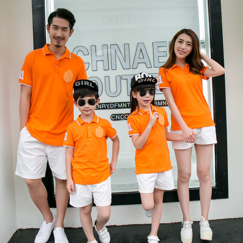 orange POLO Family fitted shirt 2019 Summer new wave Stand collar Short sleeved pure cotton motion jacket kindergarten Class clothesin the Children/Baby/Family fitted , Family fitted/Parenting Fashion category - from Buy2taobao.com to provide professional Taobao agent buy service