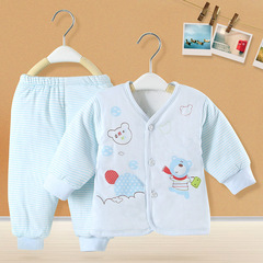 新生儿冬季棉衣套装 婴儿衣服 0-6个月薄针织衫男女宝宝开衫秋冬