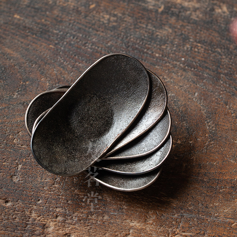 古董回流全手工老茶托铁打出茶杯垫金属茶具杯托茶道零配套装