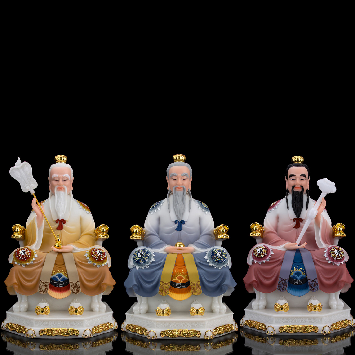 三清道祖神像道家祖师道德元始灵宝天尊太上老君合成汉白玉摆件